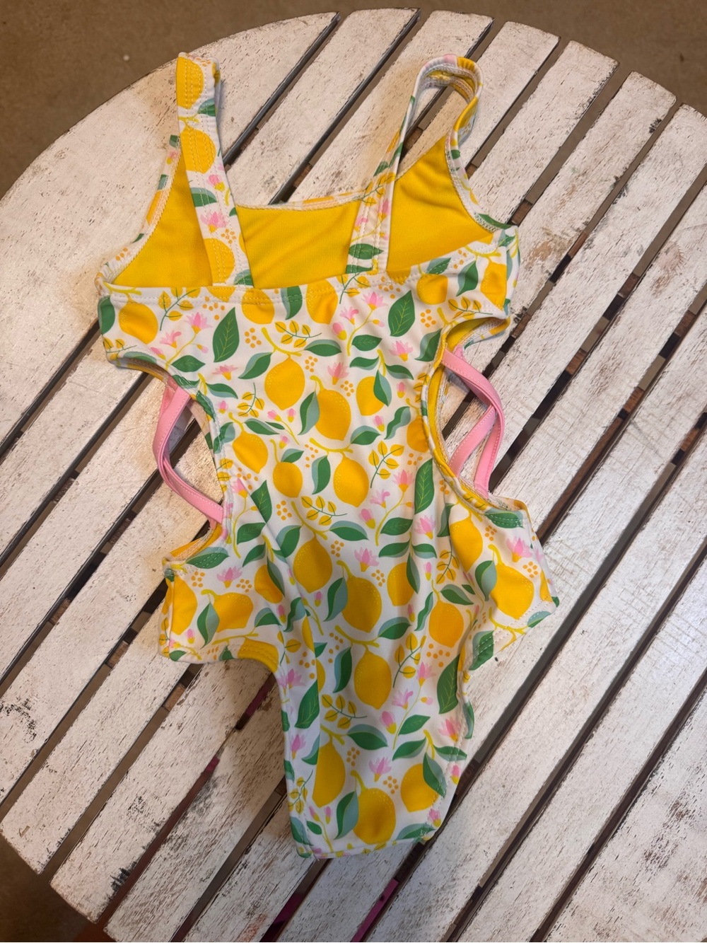 Kids Lemon Print One-Piece Swimsuit - Yellow & Pink Size 4/5 runs small - Picture 2 of 2